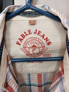 White Full Shirt With Red And Blue Checks Size 42