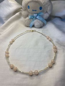 Peach Beaded Delicate Necklace