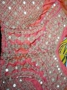 Elegant Peach Embellished Saree