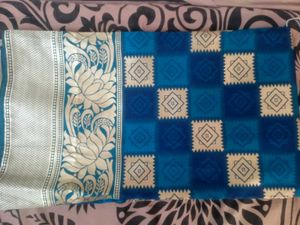 Blue and Gold Saree With Blouse