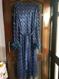 SAVANA Blue Feather Cuff Dress