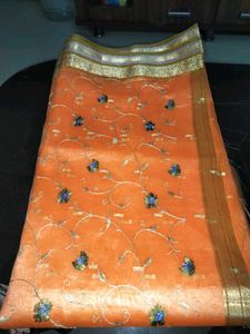 Unused Festive Wear  Sari with Gold Borde