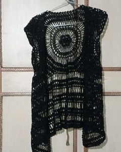 Black Crochet Vest