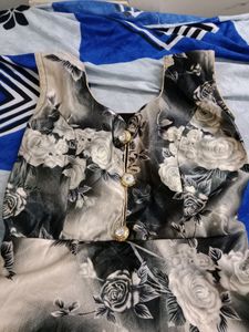 Balck And Golden Floral Gown