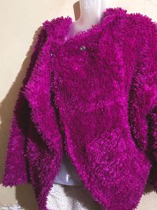 Fuzzy Purple Hooded Jacket