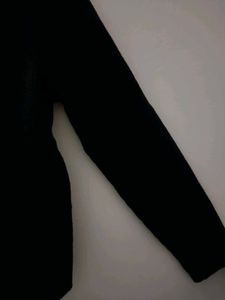 Black Ribbed Button-Down Top