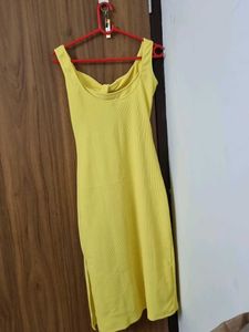 Yellow Sleeveless Dress with Open Back