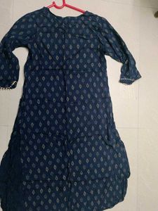 Blue Printed Kurti with Long Sleeves