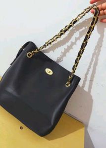 Black Tote Bag with Chain Detail