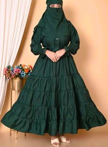 🆕 Elegant Emerald Green Tiered Abaya, Burqua