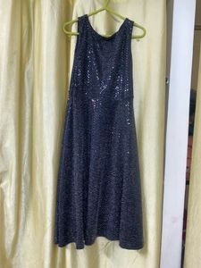 black sequence party wear frock mid length
