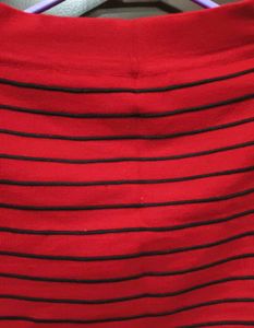 Red &amp; Black Striped Skirt