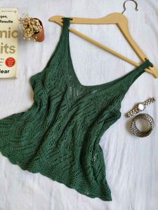 Green Crochet Cami Top