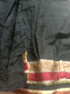 Black Saree Blouse with Striped Detail