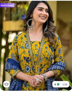 Yellow Floral Print Kurta Set