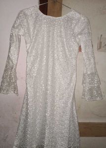 White Sequins Embroidered Kurti