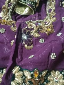 Embroidered Purple &amp; Gold Indian Blouse