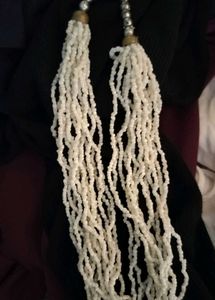 White Beaded Layered Necklace