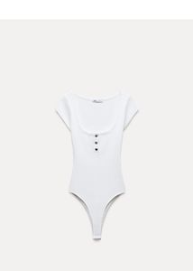 Zara White Bodysuit with Buttons
