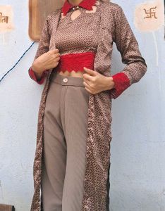 Patterned Top &amp; Duster Set