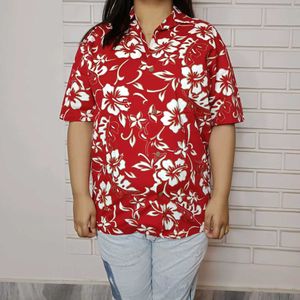 Red Floral Hawaiian Shirt