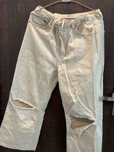 Bershka Ripped Wide Leg Jeans