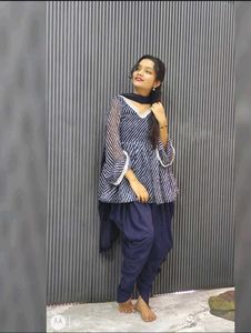 Stylish Navy Blue Dhoti Set