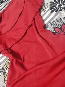 Maroon One Shoulder Ruffle Bodycon Dress
