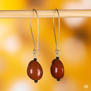 Red Natural Stone Drop Earrings