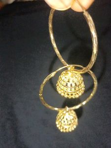 Gold Jhumka Hoop Earrings