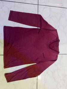 Maroon Long Sleeve V-Neck Tee