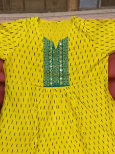 BrandNew YellowWithGreenEmbroidered Kurta Set