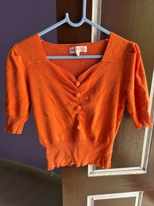 INSUA Orange Button-Up Top