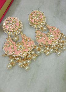 Peach Kundan Jhale( Earrings)