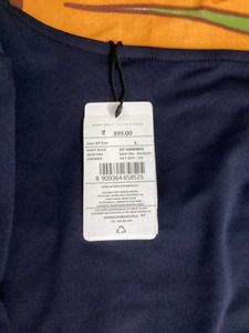 Shein  square neck navy blue Long Sleeve Top