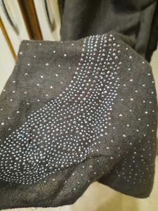 Elegant Brown Scarf with Rhinestones