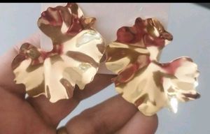 Gold Flower Statement Earrings