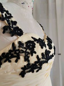 Elegant&amp;TrendingButter Cream &amp;Black Evening Gown