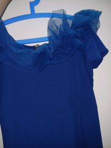 Blue Ruffled Long Dress