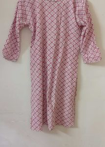 Pink Printed Kurti with Embellishments💫