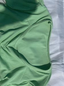 Green Ribbed Crop Top