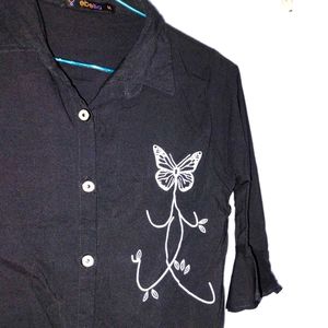 Women&#39;s Trendy Black Floral Top