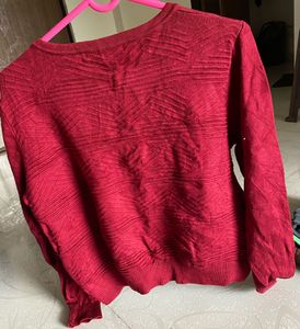 New Silk Red Button-Down Cardigan, size:xl