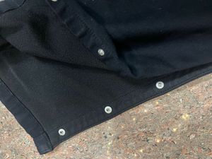 Side slit Black mid rise jeans
