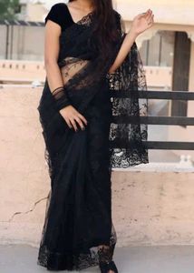 Black Net Saree For Party