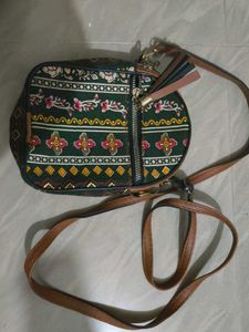 Boho Ethnic Sling Bag with Embroidered Floral Desi