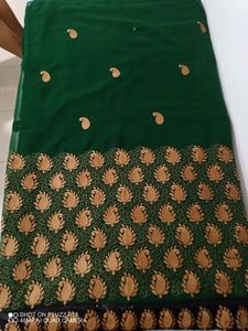 Green Wedding &amp; Festival Designer Saree With Blous