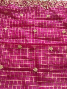 Organza Cut Work Checks Dupata
