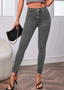 Gray Wash High-Waisted Skinny Jeans