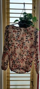 Beige M size Floral Formal Casual women&#39;s top